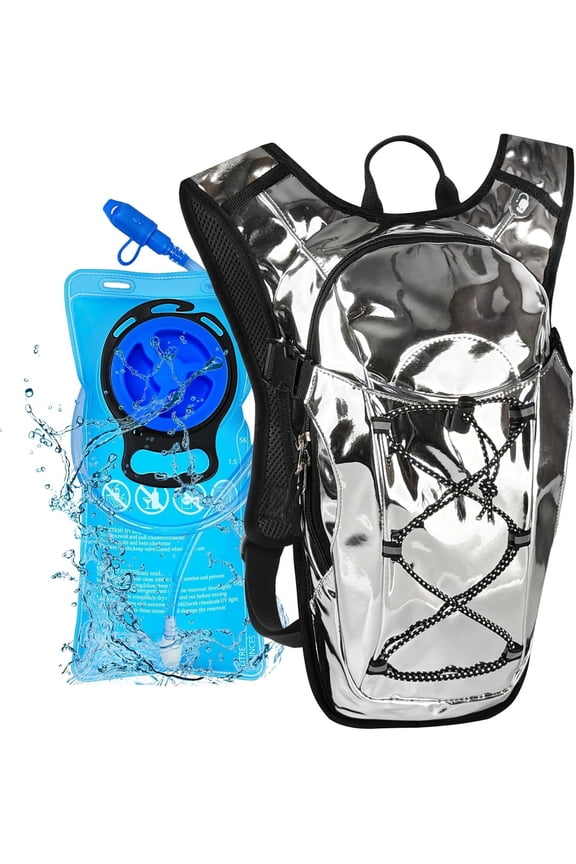 Reflective Hydration Backpack, Hydration Pack - Water Backpack with 2L Hydration Bladder, Essential for Festivals - Rave Hydration Pack for Hiking, Running, Cycling, and Festivals