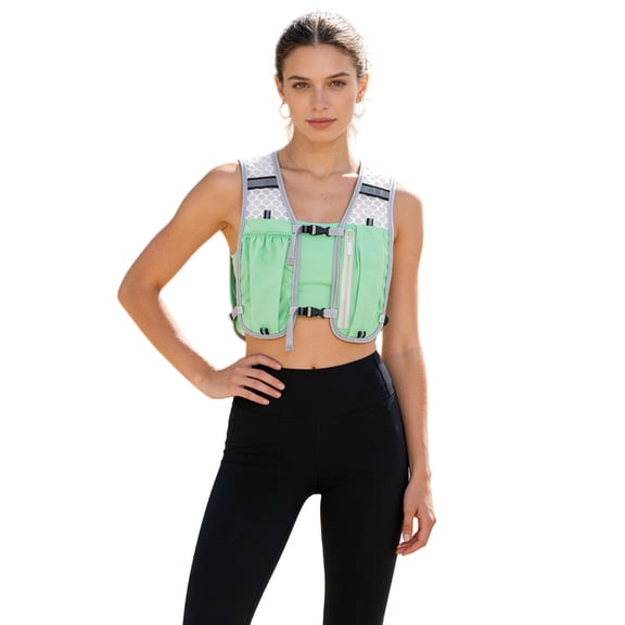 Reflective Hydration Running Backpack Lightweight Breathable Vest with Phone Pocket Water Bottle Holder 1pc 7.9in
