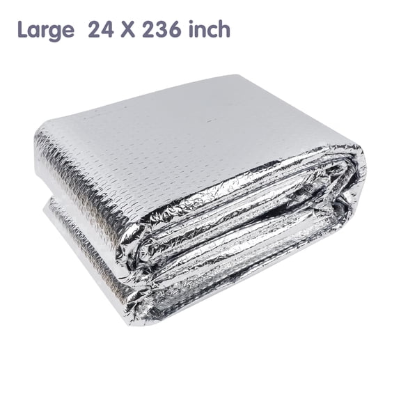 Reflective Insulation Roll 24" x 19.7Ft, Double-Sided Aluminum Bubble Foil w/Air Layer, RV/Window Kit - Heat+Thermal Protection, Scratch-Res