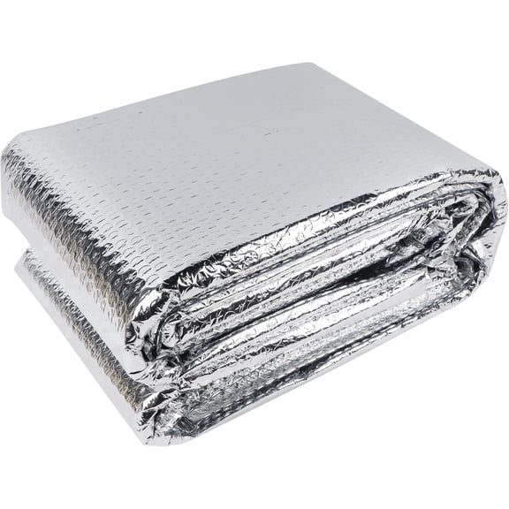 Reflective Insulation Roll 24" x 19.7Ft, Double-Sided Aluminum Bubble Foil w/Air Layer, RV/Window Kit - Heat+Thermal Protection, Scratch-Res