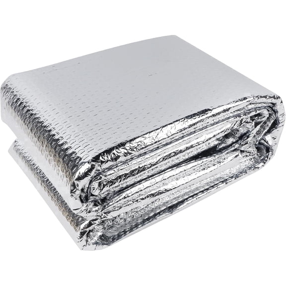 Reflective Insulation Roll 24" x 19.7Ft, Double-Sided Aluminum Bubble Foil w/Air Layer, RV/Window Kit - Heat+Thermal Protection, Scratch-Res