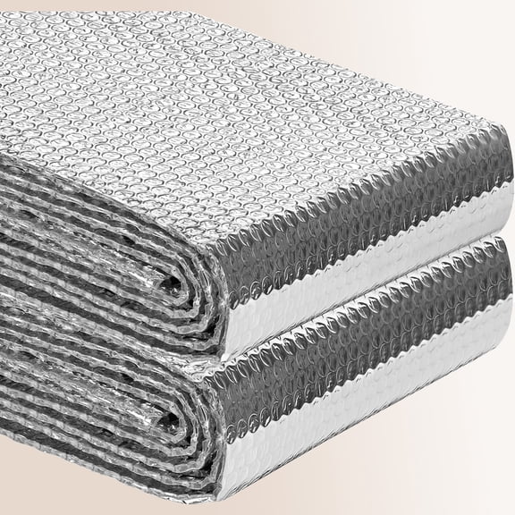 Reflective Insulation Roll Double Bubble Reflective Aluminum Foil Wrap Insulation Sheet Thermal Shield Radiant Barrier for RV Window Thermal Insulation - Silver