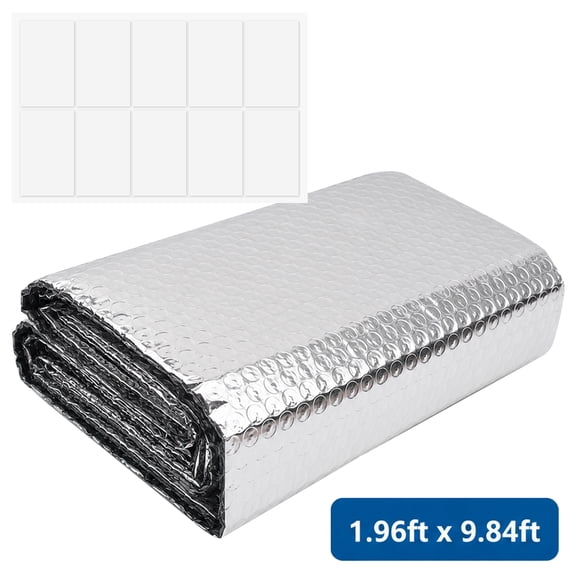 Reflective Insulation Roll Foil Heat Control Window Cover Thermal Insulation for Summer Winter Heat Aluminum Bubble Heat Reflective Material 1.96ftx 9.84ft Design 1