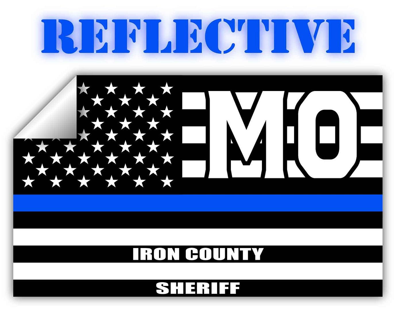 Reflective Iron County Missouri MO Thin Blue Line Stealthy Old Glory
