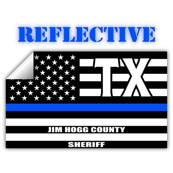 Reflective Jim Hogg County Texas TX Thin Blue Line Stealthy Old Glory USA Flag | Honoring Law Enforcement Officers Sheriffs | County State Decal Bumper Sticker 3M Vinyl 3" x 5"