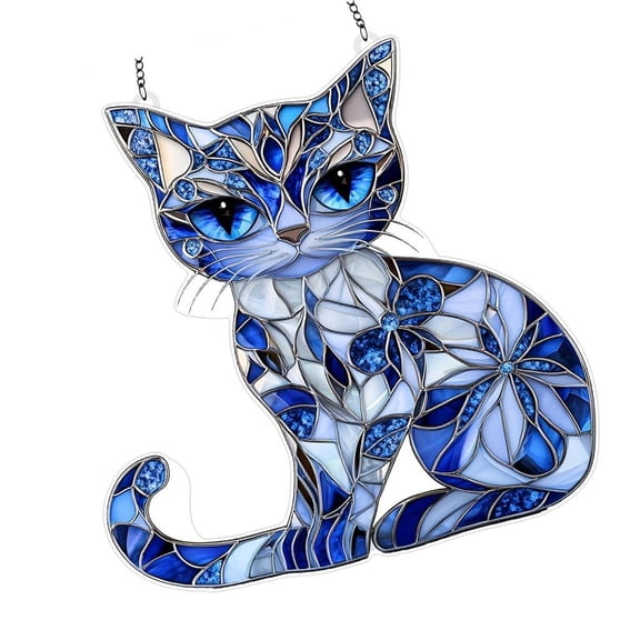 Reflective Kitten Wall Hanging Decoration Shatterproof Acrylic Ornament For Window Door Wall Garden Yard Patios Balcony