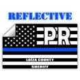 thumbnail image 1 of Reflective Loíza County Puerto Rico PR Thin Blue Line Stealthy Old Glory USA Flag | Honoring Law Enforcement Officers Sheriffs | County State Decal Bumper Sticker 3M Vinyl 3" x 5", 1 of 3