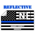 thumbnail image 1 of Reflective Loup County Nebraska NE Thin Blue Line Stealthy Old Glory USA Flag | Honoring Law Enforcement Officers Sheriffs | County State Decal Bumper Sticker 3M Vinyl 3" x 5", 1 of 3