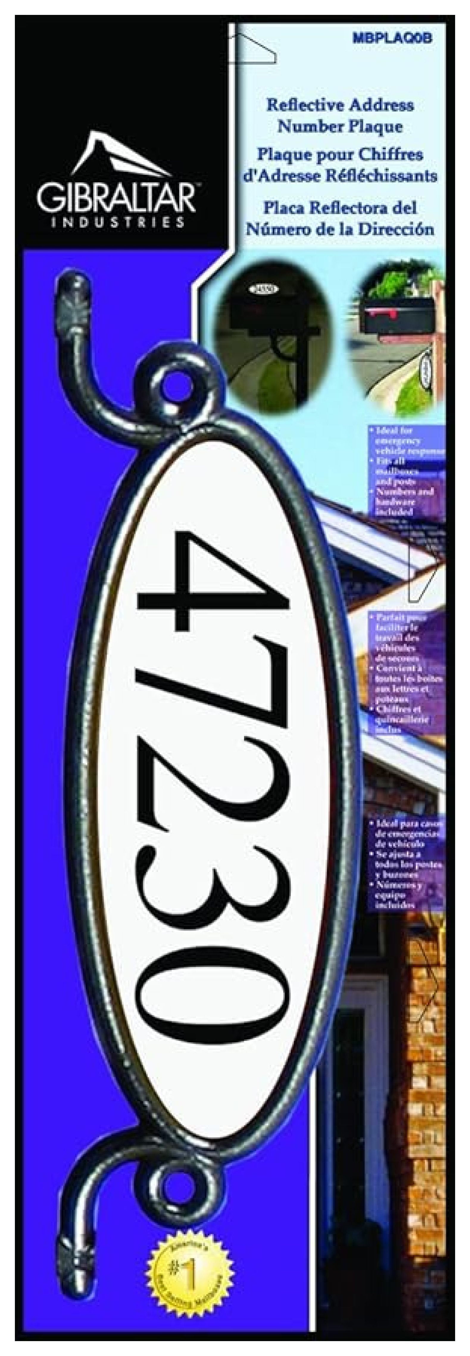 Reflective Mailbox Address Plaque - Black Plastic Mailbox Numbers