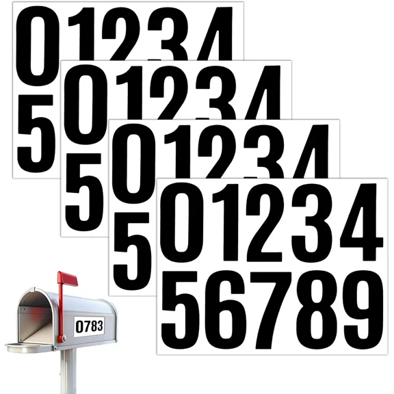 Reflective Mailbox Numbers 4 Inch Mail Box Numbers for Mailbox Reflective 40pcs Mail Box Numbers, House Numbers for Mailbox, Address Numbers for Mailbox, Apartment, House, Trash Bins(Black)
