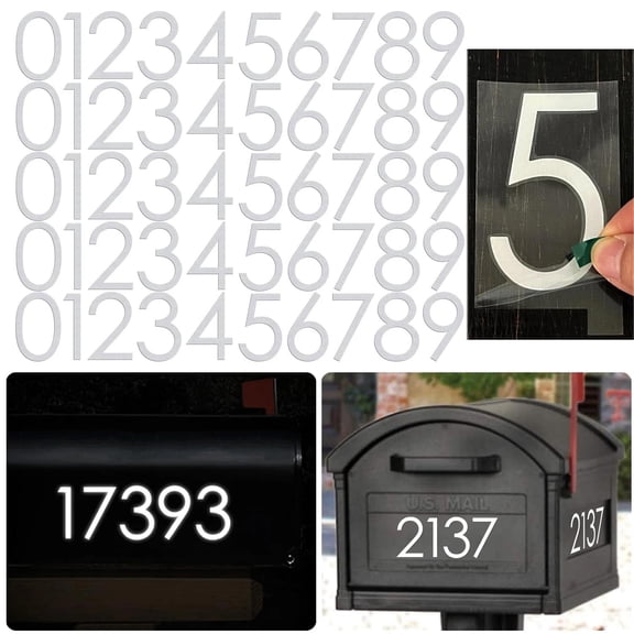 Reflective Mailbox Numbers Sticker Decal Die Cut Classic Style Vinyl Number 2" S