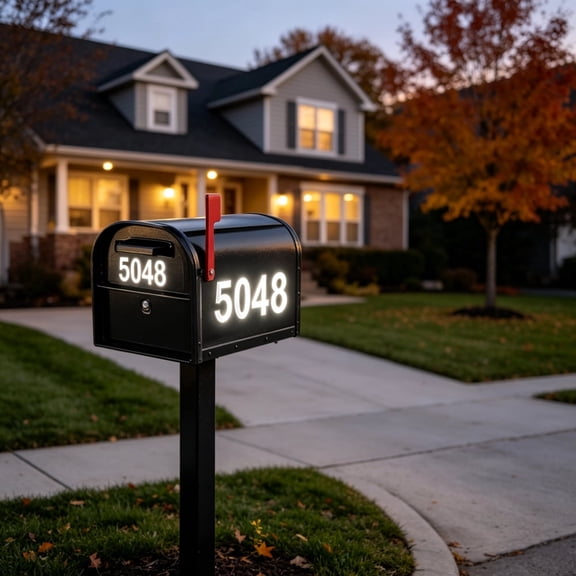 Reflective Mailbox Numbers Sticker Decal Die Cut Classic Style Vinyl Waterproof Number Self Adhesive 5 Sets (4" x 2 set3" x 3 set)