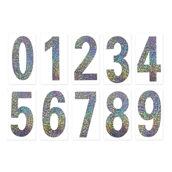 Reflective Mailbox Numbers Sticker - Holographic Vinyl Glitter Numbers for Mailbox 3 Pcs Self Adhesive Waterproof Mailbox Number for Outside, Door, Garbage Bins, Address Number