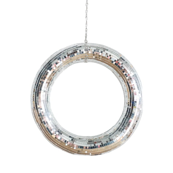 Reflective Mirrored Wreath Rings Ornament Hanging Chain Discos Pendants for Festivals Parties and Unique Home Decors