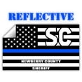 thumbnail image 1 of Reflective Newberry County South Carolina SC Thin Blue Line Stealthy Old Glory USA Flag | Honoring Law Enforcement Officers Sheriffs | County State Decal Bumper Sticker 3M Vinyl 3" x 5", 1 of 3
