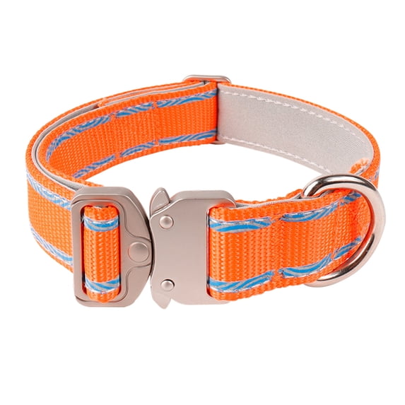 Reflective Nylon Dog Collar - Heavy Duty Pet Collar with Metal Quick Release Buckle Adjustable and Durable for All Outdoor Activities