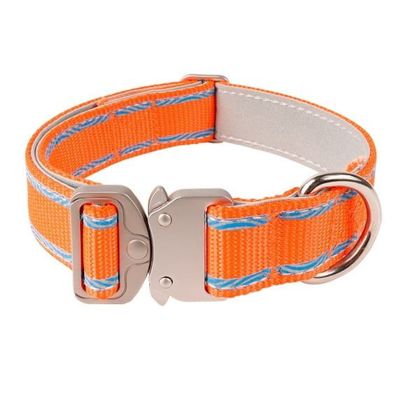 Reflective Nylon Dog Collar, Heavy-Duty with Metal Quick Release Buckle, Adjustable for Medium/Large Dogs