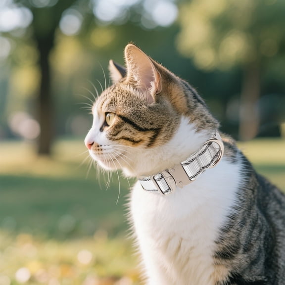 Reflective Nylon Dog Collar for Outdoor Use Reinforced Heavy Duty Pet Collar with Metal Quick Release Buckle Adjustable for Medium to Large Dogs Secure Nylon,36 cmx2.5 cm,Grey