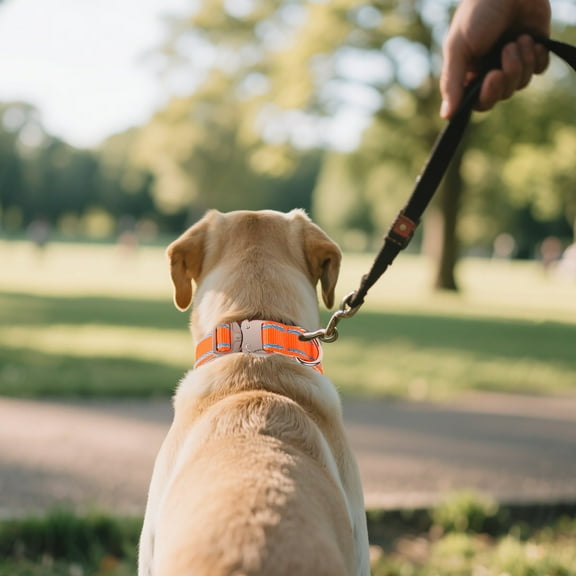 Reflective Nylon Dog Collar with Metal Buckle Durable Adjustable Pet Gear for Outdoor Walking Training Nighttime Use