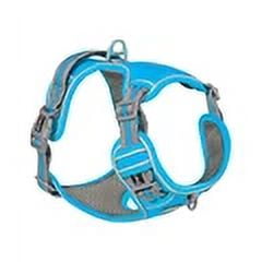Reflective Nylon Pet Dog Harness Dog Padded Vest Adjustable Chest Strap Safety Lead All Weathers for large medium small Dogs (blue,L)