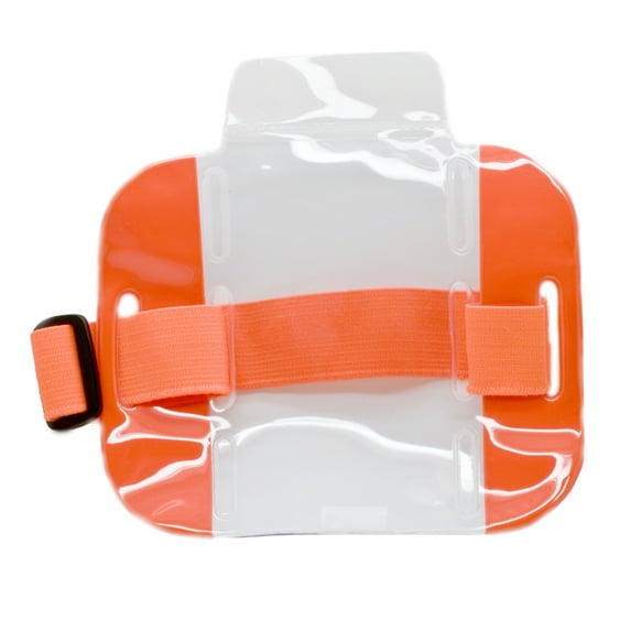Reflective Orange Armband Badge Holder with Adjustable Strap - Pack of 50 pcs