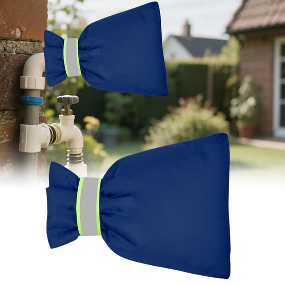 Reflective Outdoor Faucet Cover (18x22cm/7.08x8.66in) - Reusable Winter Spout Socks, Insulated Hose Bib Protector for Cold Weather (Navy)