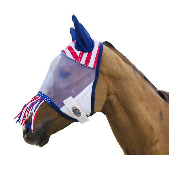 Reflective Patriotic Fly Mask with Ears and Fringes -Small (Pony)