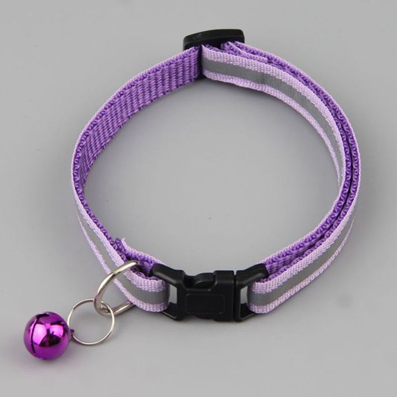 Reflective Pet Collar With Adjustable Black Nylon Dog/Cat Collar Night Strap With Hook & Loop Closure