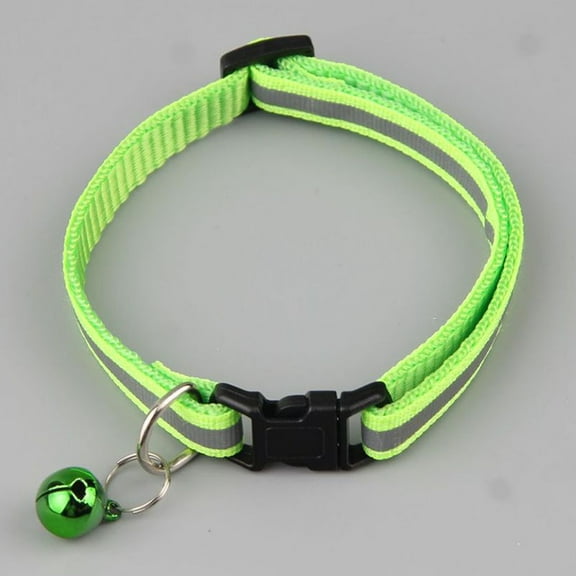Reflective Pet Collar With Adjustable Black Nylon Dog/Cat Collar Night Strap With Hook & Loop Closure