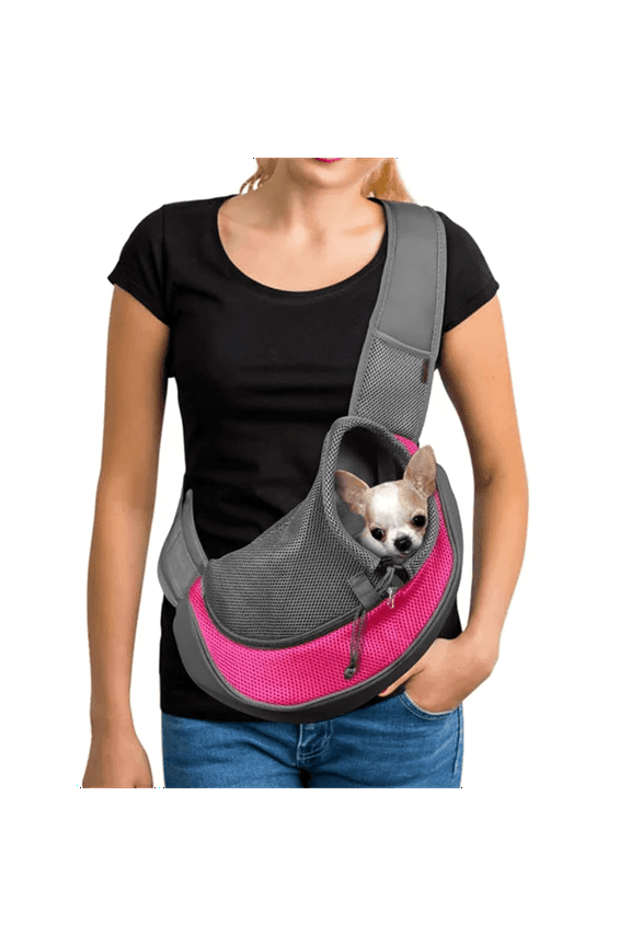 Reflective Pet Dog Sling Carrier Breathable Mesh Travel Safe Sling Bag Carrier for Dogs Cats (S up to 5lbs Pink)