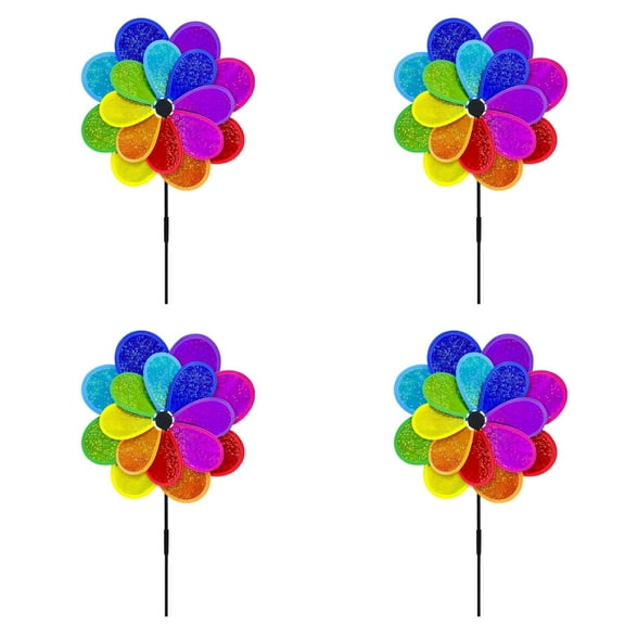 Reflective Pinwheels, 2025 New Sparkly Lawn Wind Spinners Colorful Rainbow Windmill for Garden Decoration Bird Devices Deterrent to Scare Birds Away (Multicolor)