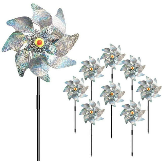 Reflective Pinwheels, 8Pack Extra Sparkly Pin Wheel for Garden Decor
