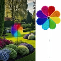 Reflective Pinwheels,Bird Deterrent Windmill Spinners for Garden & Patio,11.4 Inch Diameter with 28 Inch Stake,Waterproof PVC Material,Scare Birds with Reflective Light, Outdoor Decorative Windmills
