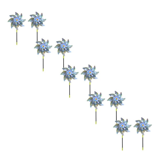Reflective Pinwheels for Outdoor Use, Sparkly Wind Spinners for Yard & Garden Decor - Bird Deterrent Devices to Scare Birds Away from Patio, Lawn & Farm - Silver Windmill for Spring & Summer (Silver)