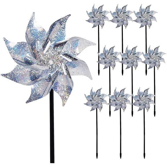 ANHXN Reflective Pinwheels with Stakes, Extra Sparkly Pin Wheel for Garden Decor, Bird Repellent Devices Deterrent to Scare Birds Away from Yard Patio Farm