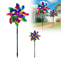 Reflective Rainbow Wind Spinners - Holographic Pinwheels for Garden, Yard & Farm, Bird Repellent & Decoration, Includes Stakes for Lawn, Beach & Outdoor DIY Decor