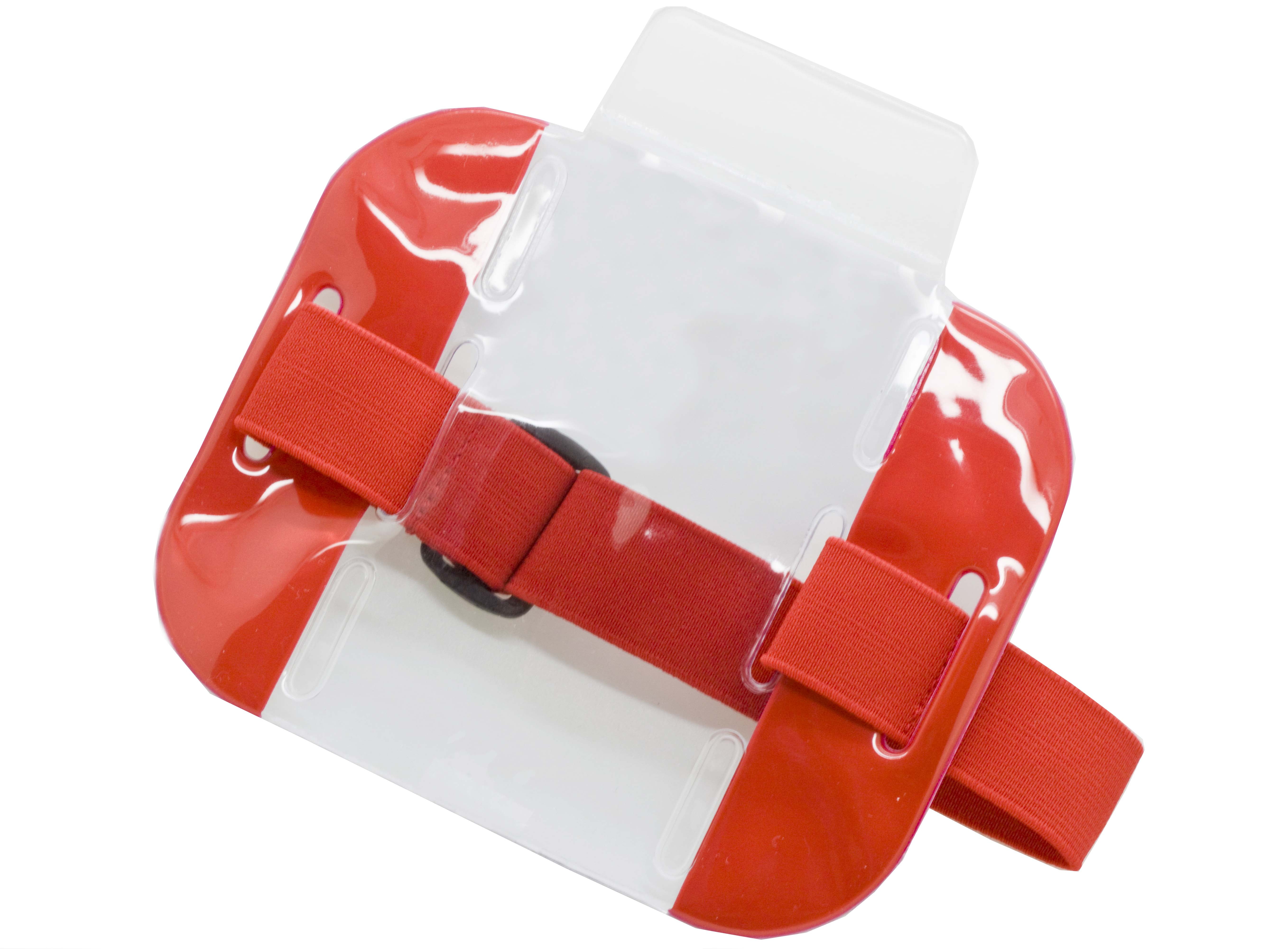 Reflective Red Armband Badge Holder with Adjustable Strap - Pack of 50 pcs