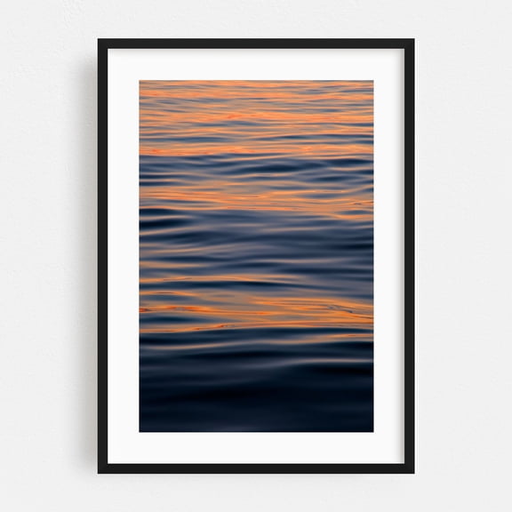 Reflective Ripples - Fire Island New York Photography Ocean Sunset Water Waves Abstract Seascape Calm Black Framed Wall Art Print 5 x 7 inches