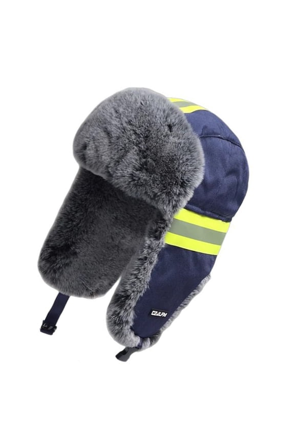 Reflective Russian Ushanka Trapper Hat with Goggles Windproof Ear Flaps Fleece Lining Earflap Caps for Cold Weather