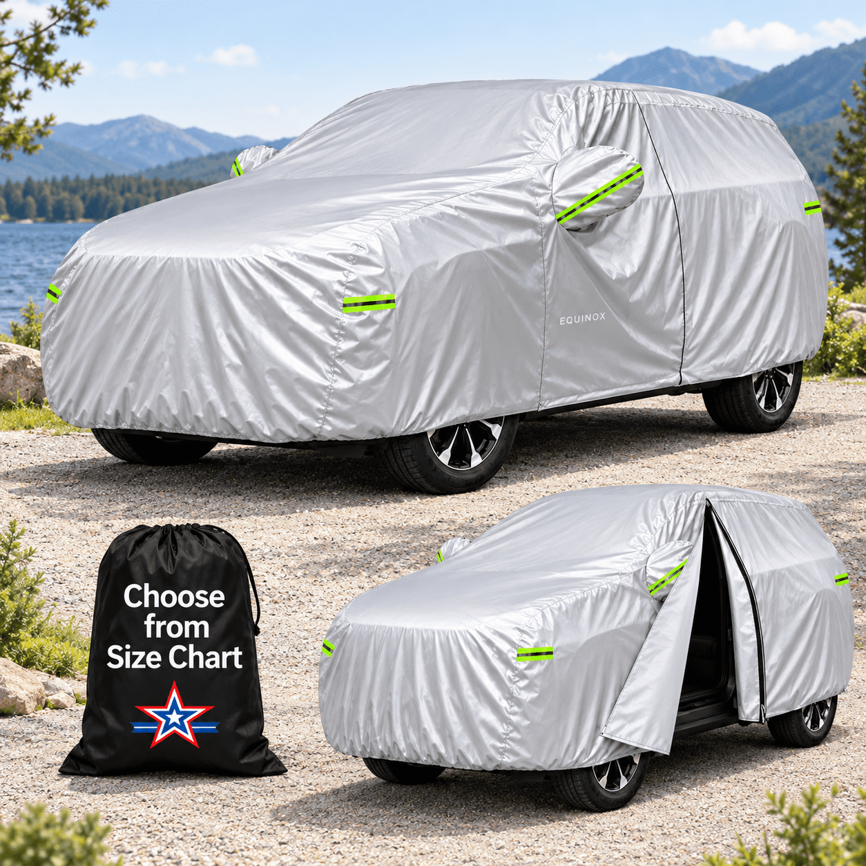 Reflective S4-Check Vehicle Size Chart for Custom Fit 10-Layer SUV Car ...