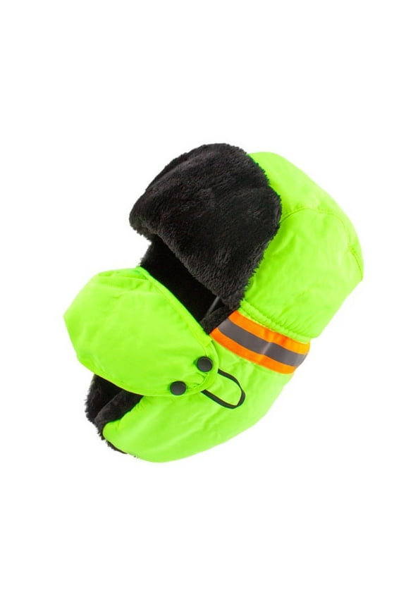 Reflective Safety Hat with Thicken Liners for Outdoor Work Cold Weather Windproof Russian Cossack Hat for Motorcycling