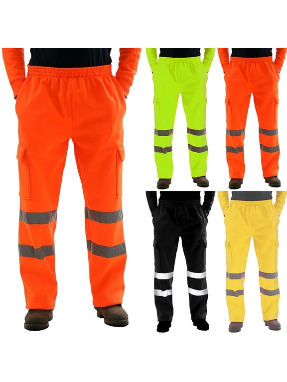 Reflective Safety Pants for Men Class Work Over Pants for Construction,Traffic Work Green 2XL