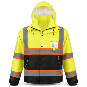 Reflective Safety Rain Jacket Yellow&black Small Waterproof Hi Vis Work Coat