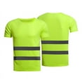 thumbnail image 1 of Reflective Safety T-Shirt,Security Short Sleeve High Visibility Tees Tops Safe Gear For Road Work Construction Site,Fluorescent Green,L Size, 1 of 5