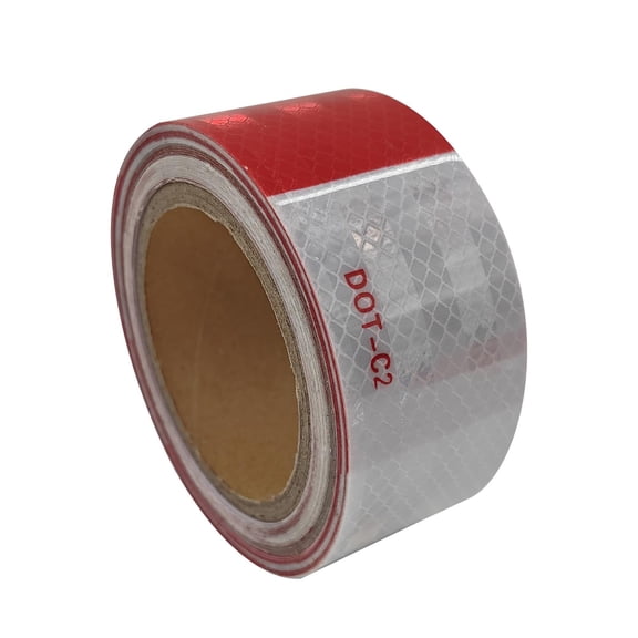 Reflective Safety Tape 2 Inch x 33 Feet, DOT-C2 Red and White Conspicuity Tape for Trailers, Trucks, and Vehicles High-Visibility Reflector Strip for Road Safety
