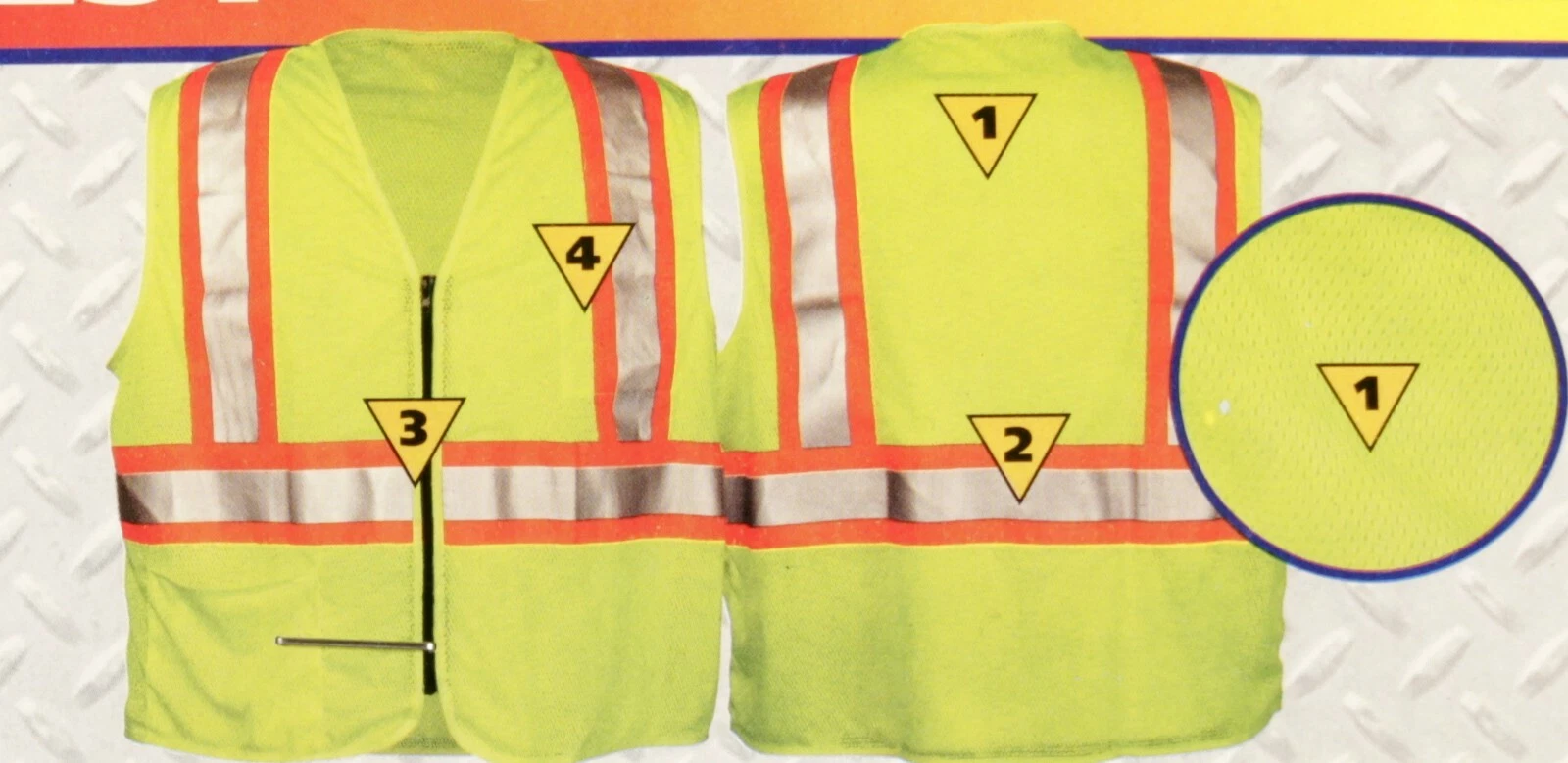 Reflective Safety Vest 2 Inch Reflective Strips Zipper Front Size X Small 36 New