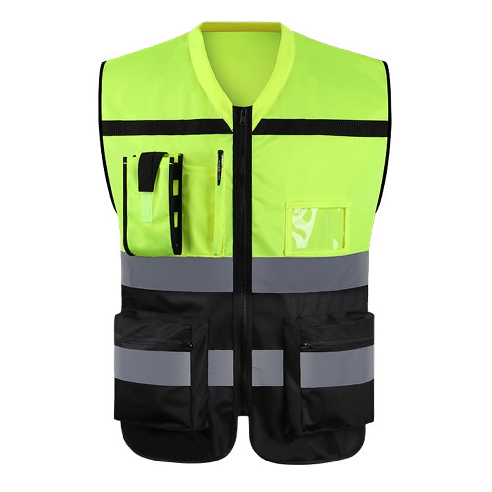 Reflective Safety Vest High Visibility Multi Pockets Construction Man ...