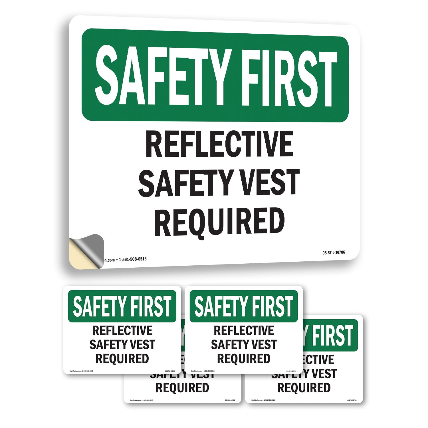 Reflective Safety Vest Required OSHA SAFETY FIRST Vinyl Decal Label 24 ...