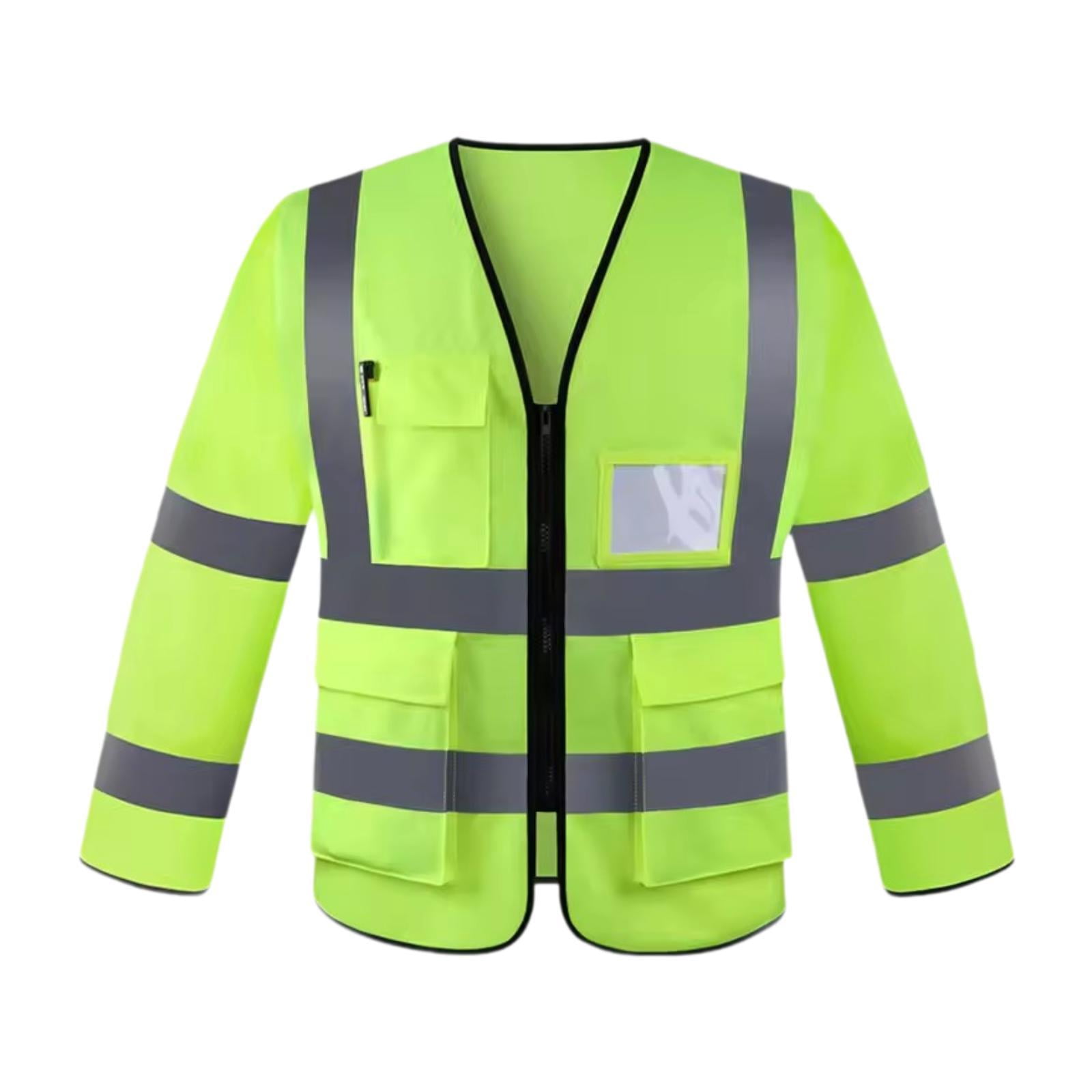 Reflective Safety Vest Work Clothing High Visibility Lightweight Long Sleeve for Men Women Surveyors