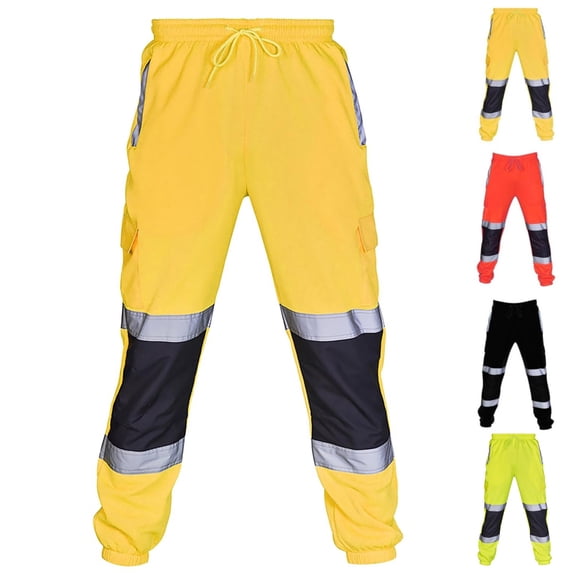 Reflective Safety Work Pants for Men High Visibility Waterproof Cargo Pants Joggers Rain Road Casual Pant with Pockets